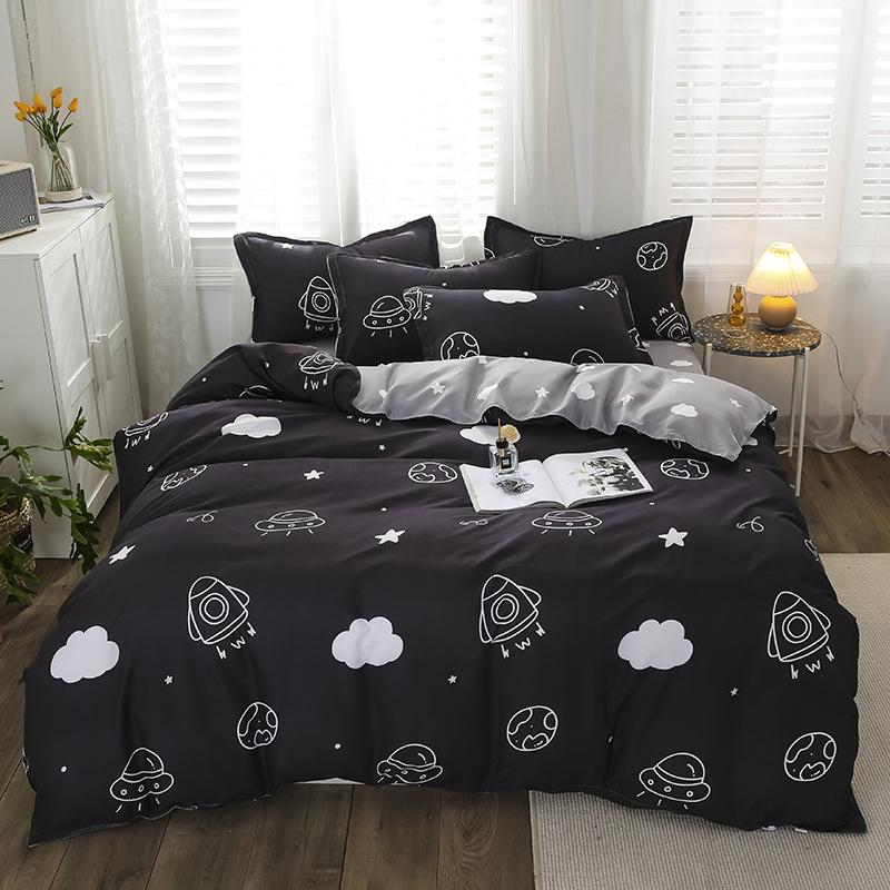 Washed Cotton Bedding Four-piece Set, Quilt Cover, Bed Sheet, Dormitory Three-piece Set