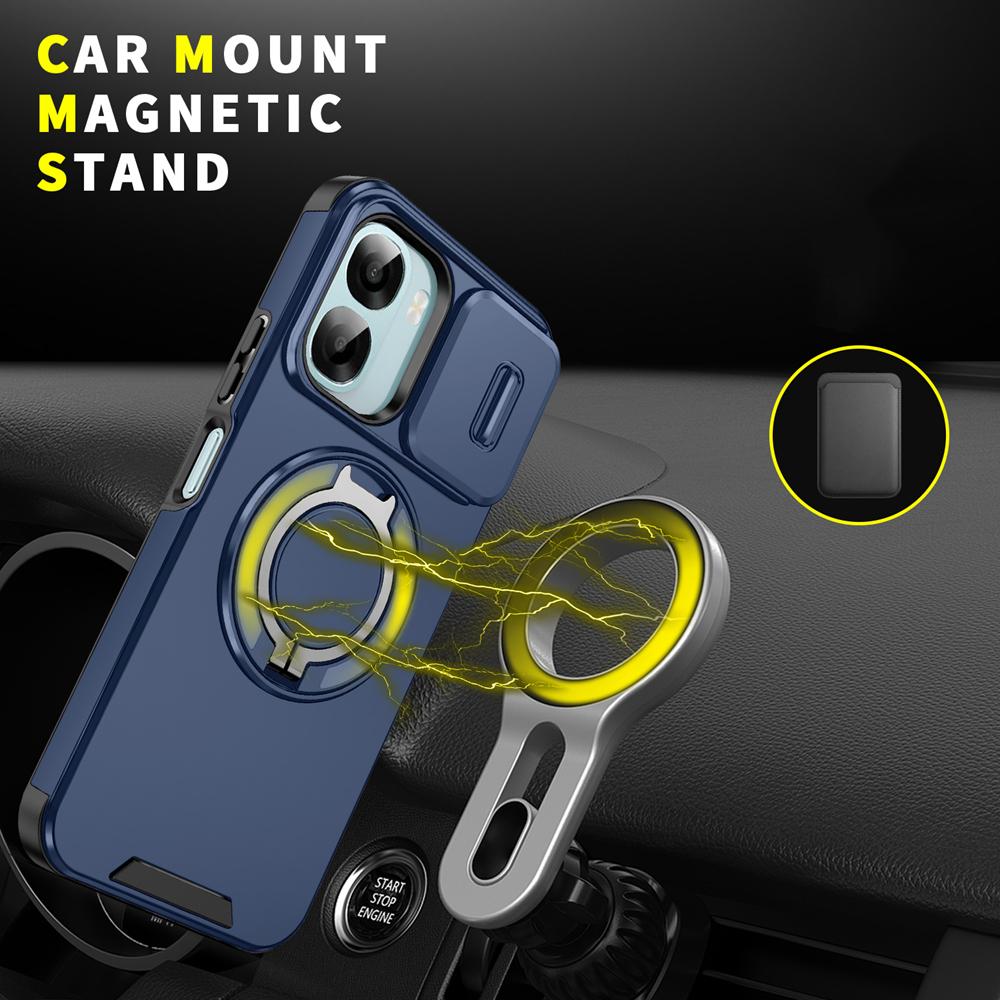 KEYSION 360° Rotating Ring Stand Phone Case for OPPO A6x 5G A6 A6t Pro A6s 5G Slide Camera Protection Magnetic Shockproof Cover