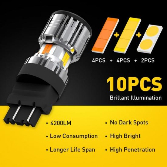2X  LED Turn Signal Light Bulbs Switchback 3157 4157 Amber/White 4K EOA