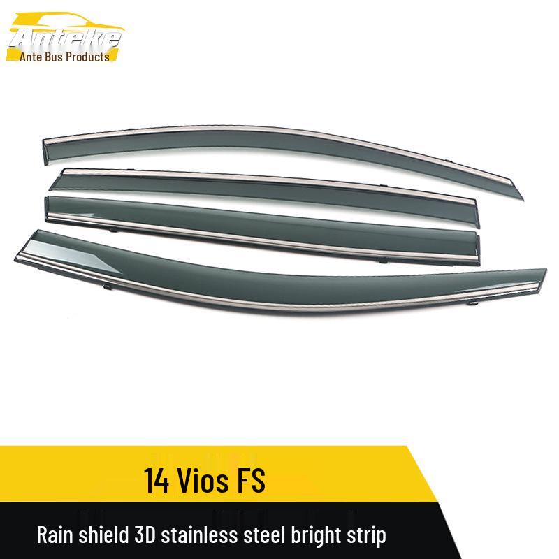 14 Vios FS Rain Guards: Stainless Steel Sun Visor Trim for Cars