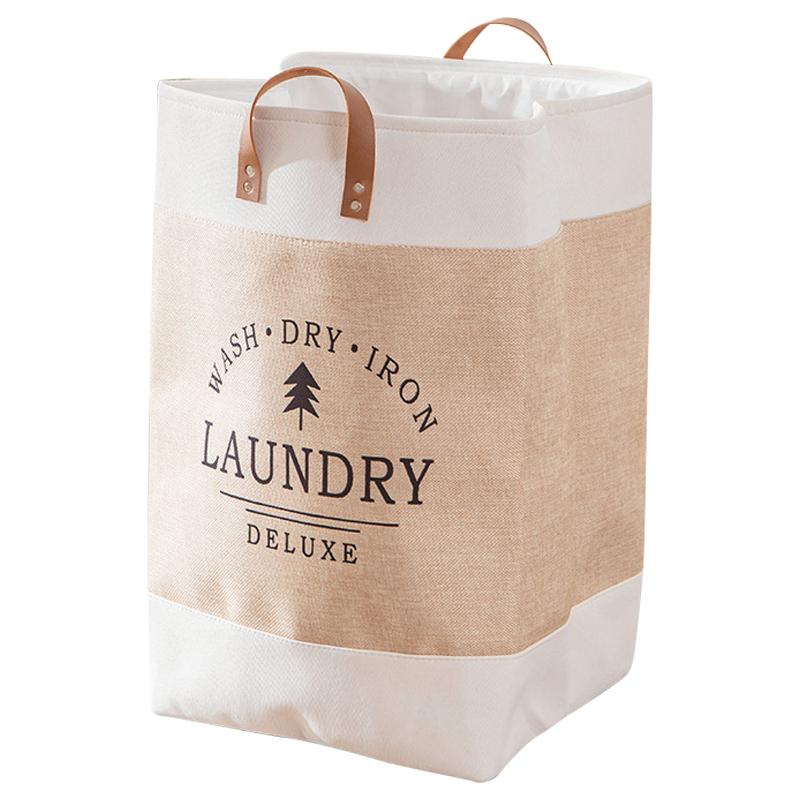 Foldable Laundry Basket Dirty Clothes Storage Bag Oxford Cloth Handbag with Handle Strap