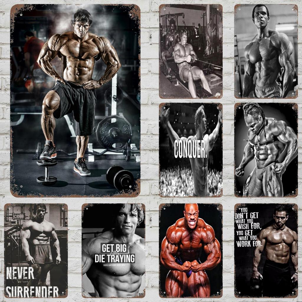 Bodybuilding Funny Bar Metal Sign Retro Plaque Vintage Sign Alcohol Drinker Pub Club Man Cave Kitchen Wall Decoration