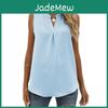 Damen Unifarben Weste Sommerfarbe Chiffon Hemd Locker V-Ausschnitt Pullover Ärmellos Oberteil Weste