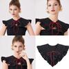 CourtStyle Detachable Collar with Ruffle Trim and Embroidery Bowknot Shirt Collar Shawl Wrap Formal Occasion Accessory