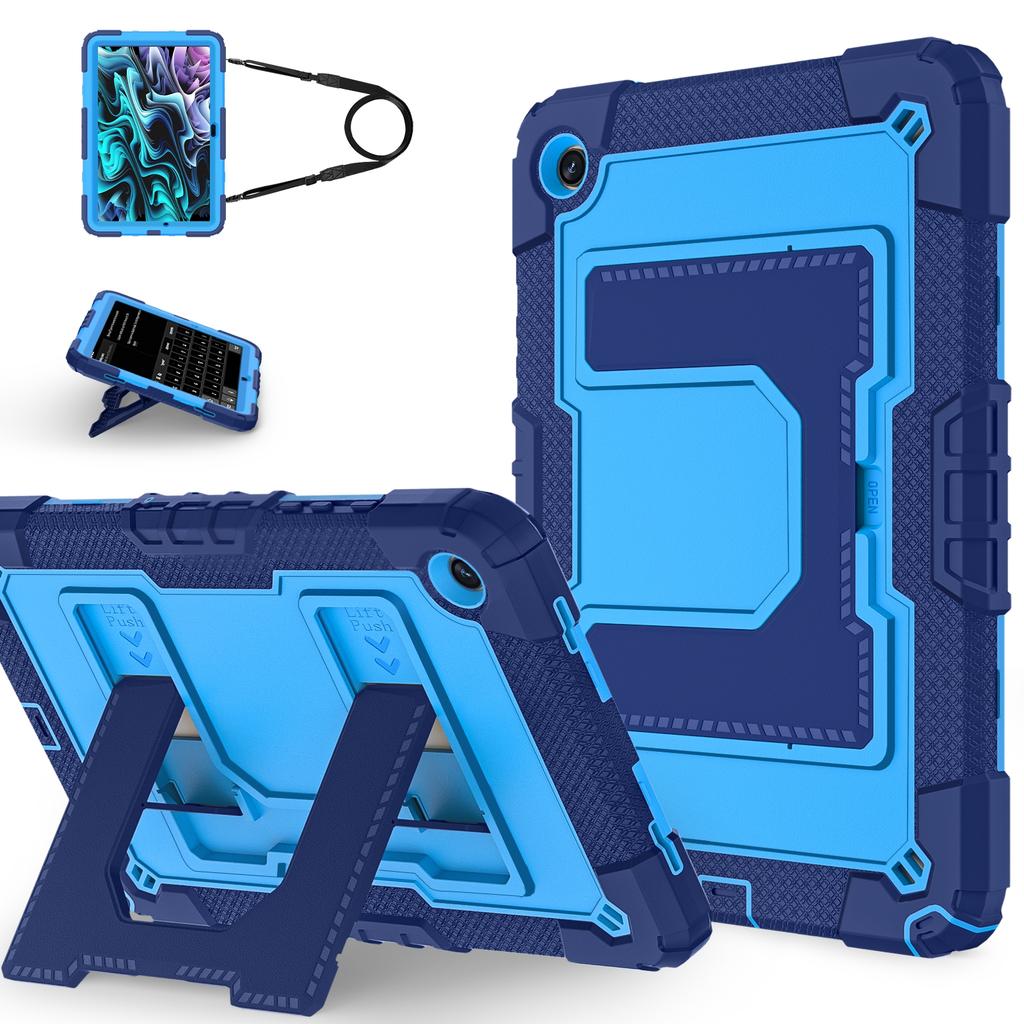 For Samsung Galaxy Tab A9+ Case with Kickstand Strap Anti Drop PC+Silicone Tablet Cover