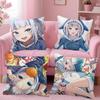 Anime Girl Gawr Gura Pillow Case Square Pillow Bedroom Sofa Leisure Comfort Cushion Car Living Room Home Decoration