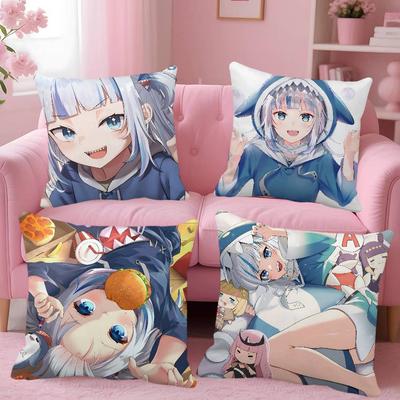 Anime-Mädchen Gawr Gura Kissenbezug Quadratisches Kissen Schlafzimmer Sofa Freizeit Komfortkissen Auto Wohnzimmer Heimdekoration