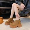 Thick-soled snow boots women's 2025 autumn and winter new velvet thickened versatile matte soft leather short boots casual fashion boots