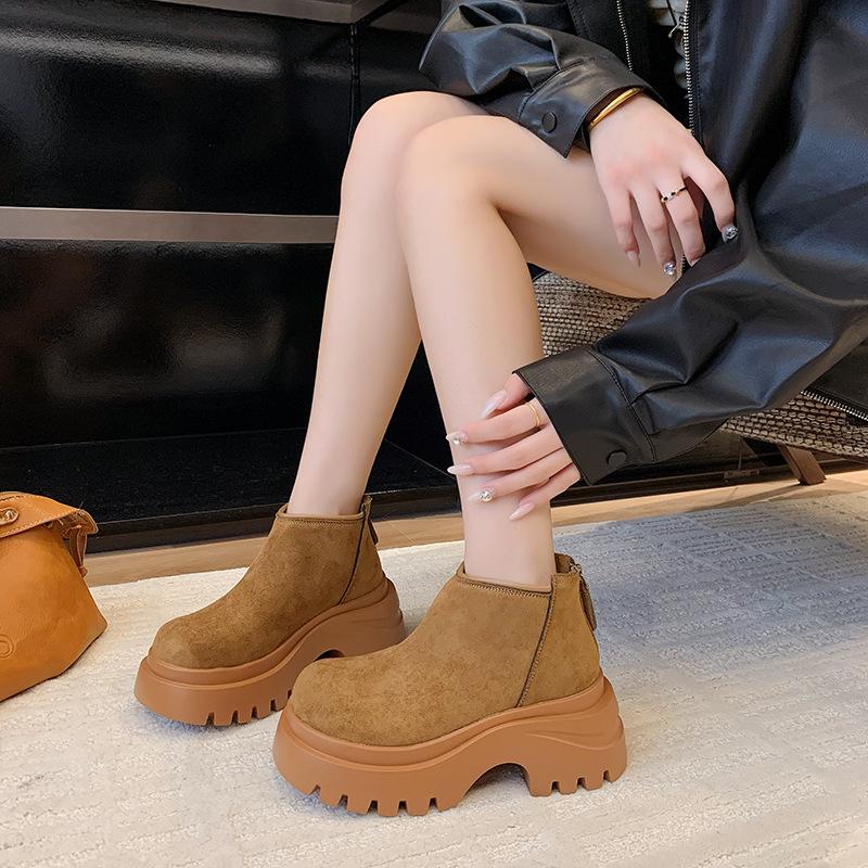 Thick-soled Snow Boots Women's 2025 Autumn and Winter New Velvet Thickened Versatile Matte Soft Leather Short Boots Casual Fashion Boots