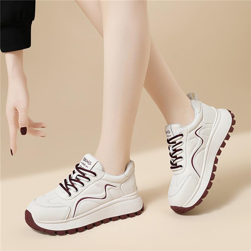 Platform Casual Shoes Women's New Women's Shoes Spring Leather Non-slip White Shoes Women's Hundred
