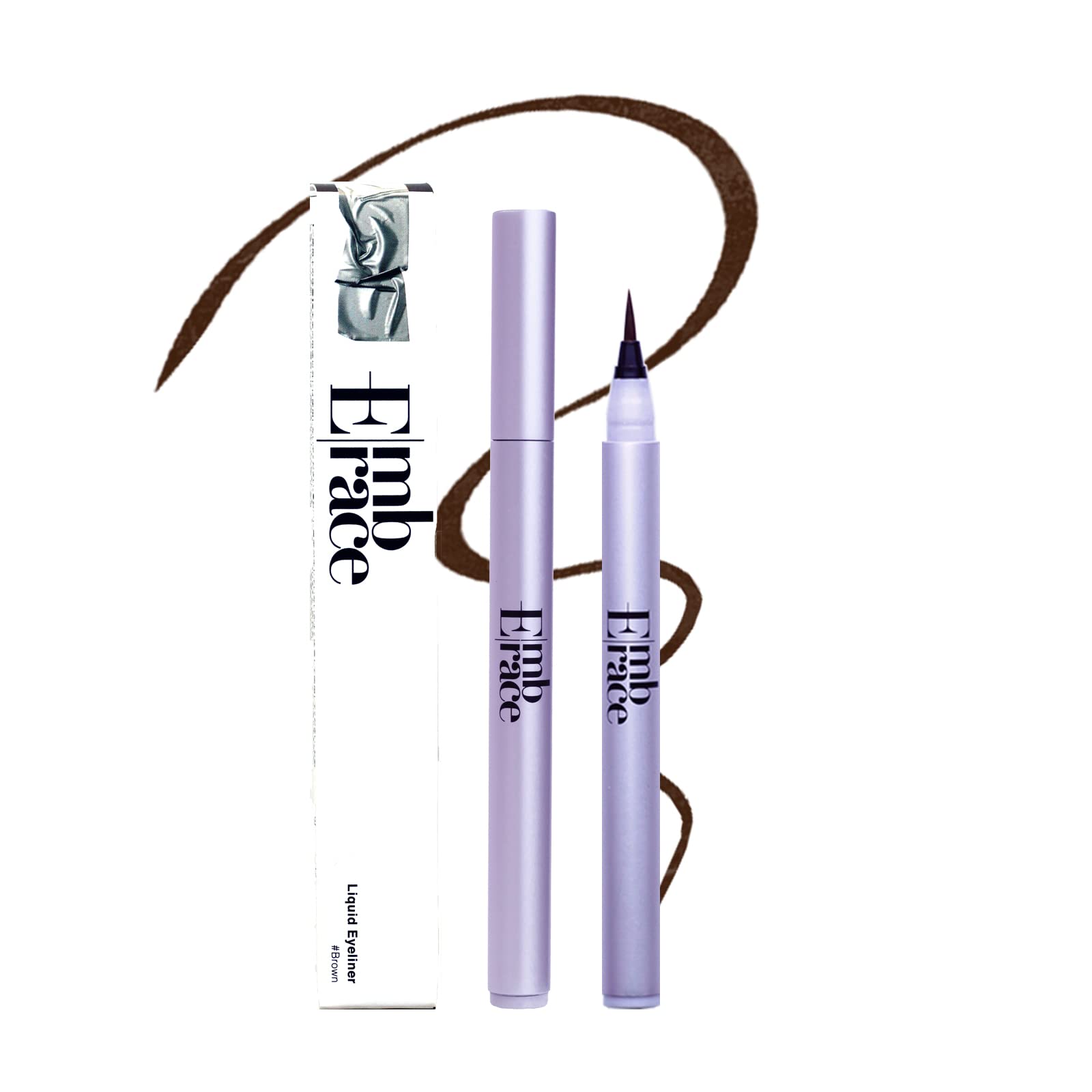 Embrace Liquid Eyeliner, Ultra-Fine Tip, Soap-Removable, Long-Lasting (Gift wrapping not included, 02 Brown)