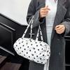Yogodlns Simple Polka Dot Tote Bag Lightweight Nylon Handbag Women Casual Commute Shoulder Bag Large Capacity Sports Foldable Storage Bag