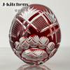 Mizukage Kiriko Glass X Flower and Arrow Current Model J-kitchens Egg-Shaped Cup, 6.9 8.9cm, 350cc, Design, Red, Bisho,