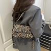 Rivet Leopard Print Personalized New Texture Trendy Design Locomotive One Shoulder Crossbody Armpit Women's Bag