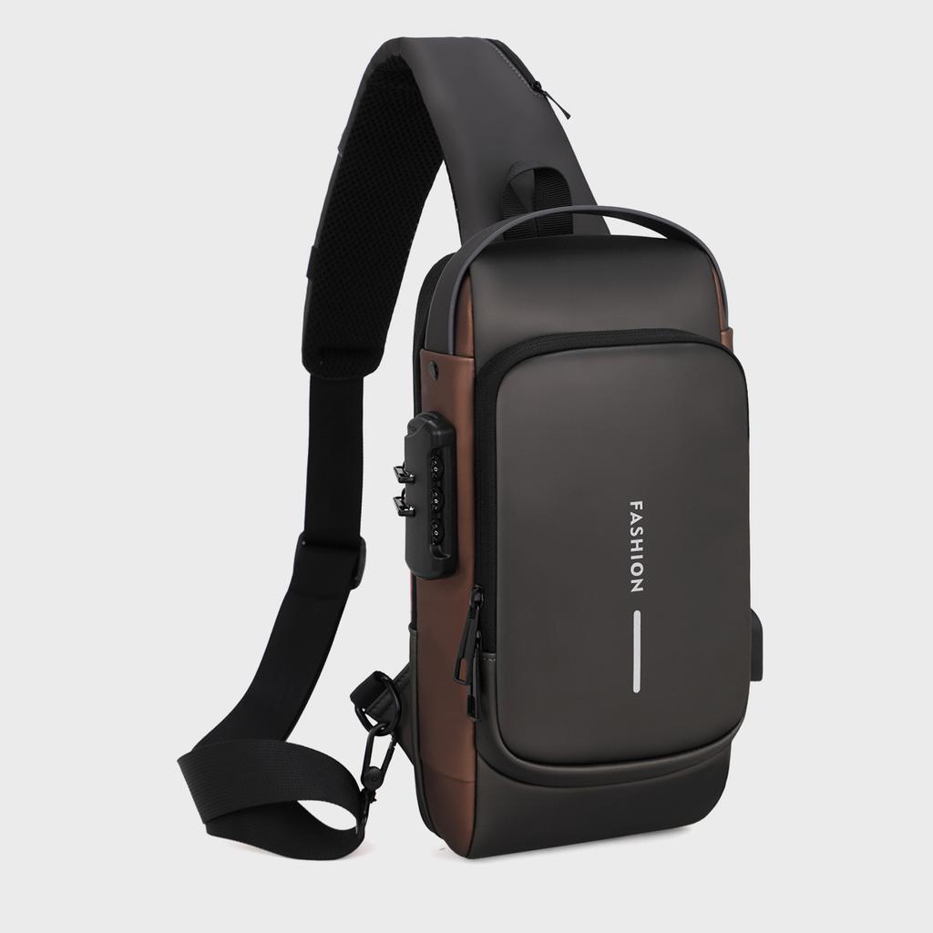 Password Lock Anti-Theft Men's Bag Men's Chest Bag Casual Sports Small Backpack Shoulder Crossbody Bag Motorcycle Bag