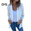 Women Coat Loose Fit Basic Collar Long Sleeve Top Solid Color Open Front Outwear Spring Autumn Casual Daily Wear