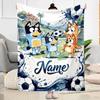 Bluey's Adventure World Customize Your Name Blanket Throw Personalized Blanket Warmthful Decor for Bed Living Room Bedding Chair Four Seasons Universa