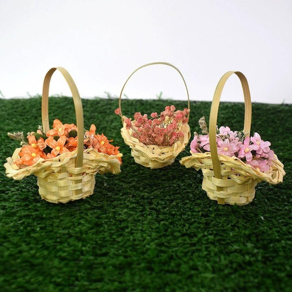 Party Supplies Braid Flower Baskets with Handle Weaving Basket Handheld Baskets  Flower Shop