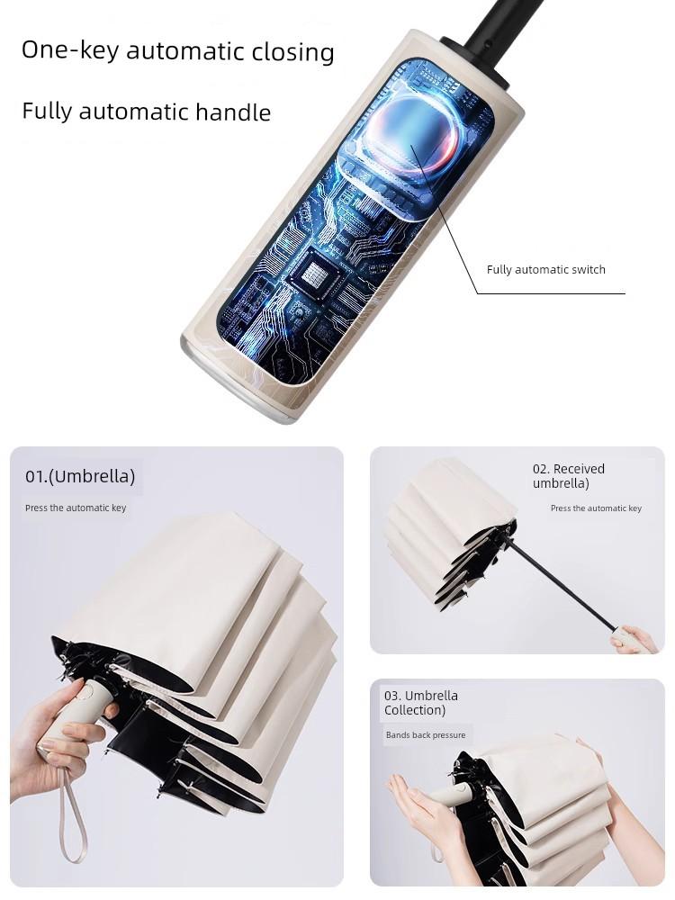 Umbrella for Men and Women, Large Size, Reinforced and Thickened, Dual-Use for Sun and Rain, Foldable, Wind-Resistant, Automatic, Suitable for
