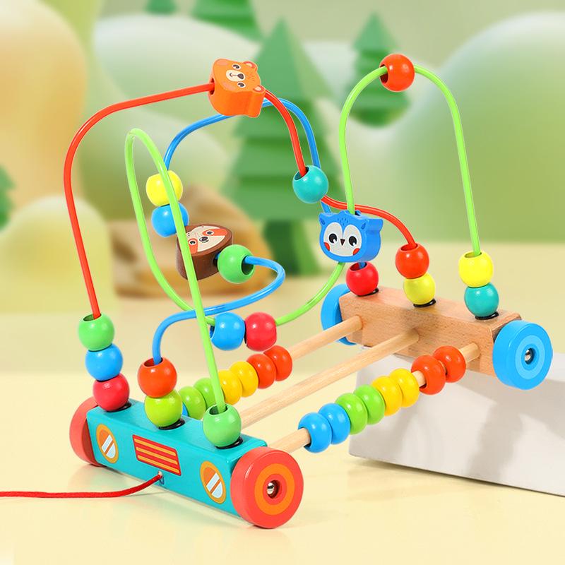 Multifunctional Bead Maze and Block Toy for Infants and Toddlers Ages 0-3 Years