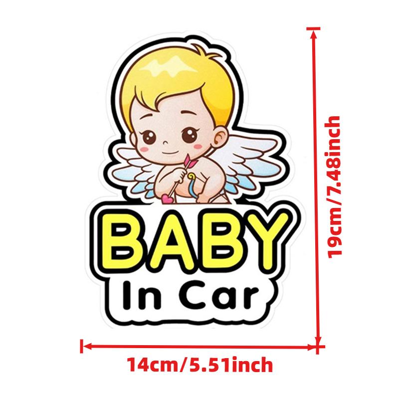 Cupid Baby In Car Sticker Cartoon Angel Design Waterproof PVC Decal Vehicle Safety Warning Sign for Car Window