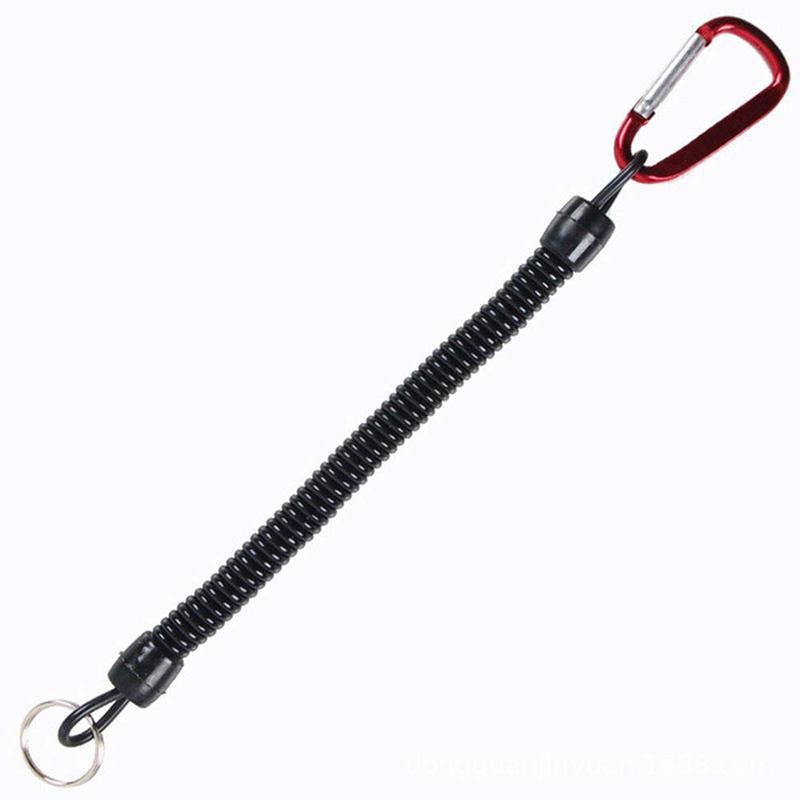 1Pc Tactical Retractable Spring Elastic Rope Portable Fishing Lanyards Outdoor Hiking Camping Carabiner Anti-Lost Phone Keychain