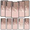 Letter Pink Shiny Phone Case For Samsung Galaxy S26 Ultra S25 Plus S24 FE S23 S22 5G S21 S20 Cover Black Soft