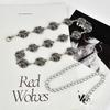 Retro Sunflower Metal Waist Chain Women's Personality Niche Versatile Dress Decorative Ancient Silver Belt Women