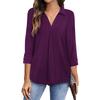 New Chiffon Blouse, Plus Size Loose V-Neck 3/4 Sleeve Casual Top for Women, European & American Style