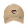 Palestinská vlajka Srdce Unisex Dámská Baseballová Čepice Opotřebované Džínové Čepice Klobouk Outdoorové Tréninky Nestrukturovaná Měkká Snapback