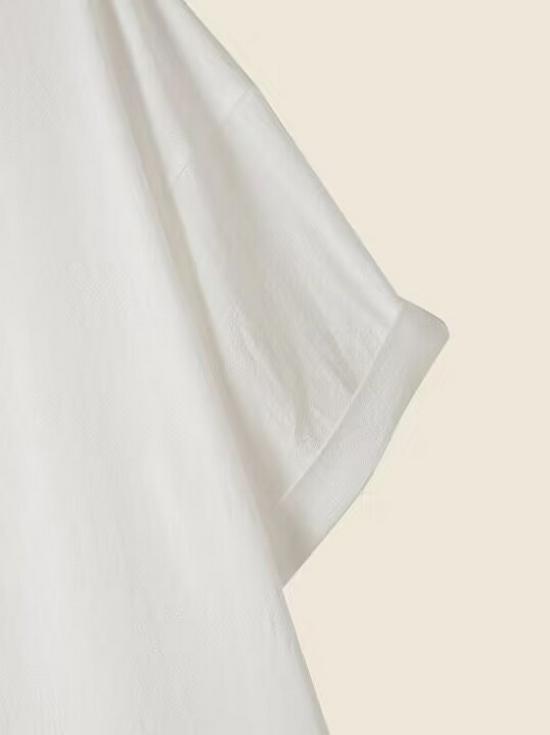 2026 Comfortable Plus Size European & American Casual Cotton Linen Drop Shoulder Loose Solid Color Women's Top