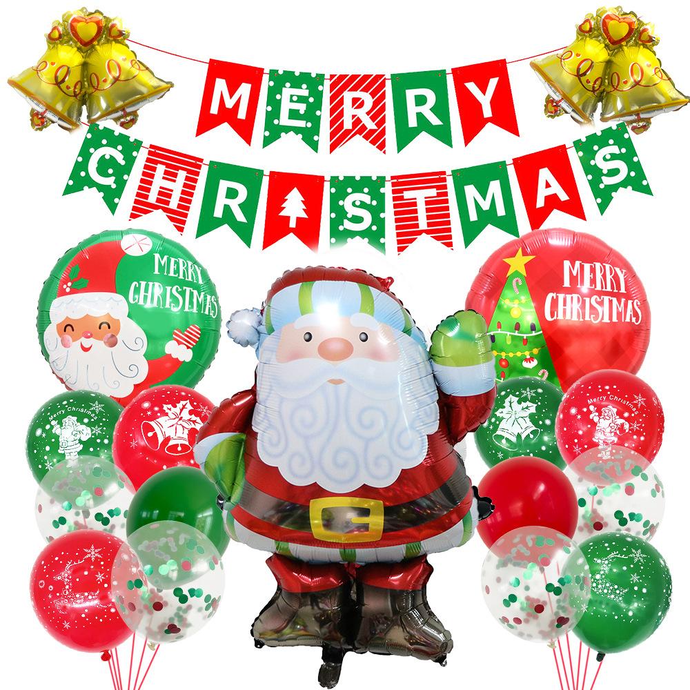 

Christmas Decoration Aluminum Film Balloon Snowman Christmas Tree Santa Balloon Flag Set Venue Layout Christmas set 13