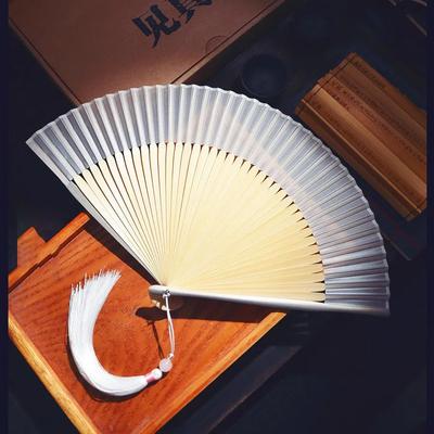 Eleganter Chinesischer Bambus-Faltfächer 6 Zoll Schlichter Leerer Fächer für Damen Hanfu Qipao Vintage Handfächer Sommer Kühlung Orientalischer Fächer