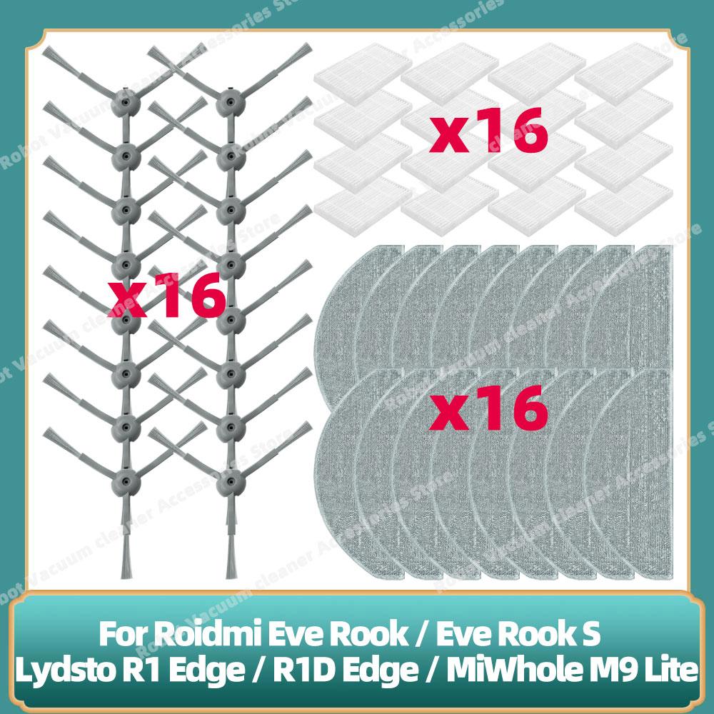 Compatible For Lydsto R1 Edge / R1D Edge / Roidmi Eve Rook / Eve Rook S / MiWhole M9 Lite Parts Side Brush Hepa Filter Mop Cloth