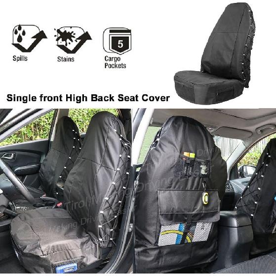Car Seat Covers for Trucks Waterproof Driver Seats 1pcs Coveralls Truck Bucket Black Protection Seats Covers Fits Pickup/SUV/RV/Van