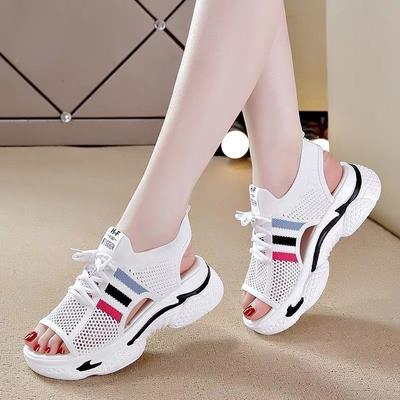Modische Sandalen für Damen Outdoor Offene Zehenpartie Plateau Weiß Damenschuhe Oder Casual Mit Premium-Angebot VIP Bequem Und Elegant PVC