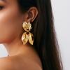Wind Liquid Metal Pleated Leaf Stud Earrings, Design Sense Geometric Glossy Earrings