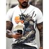 Men's Shirt Style Samurai Cat Graphic 3D Printed T-Shirt Casual Short Sleeved Tee Ersized Men Clothing Tops