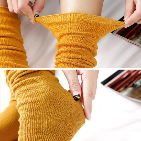 1 Pair Women Socks Solid Color Sweat-absorbent Autumn Winter Japanese Style Good Elasticity Leg Warmers for Daily Wear