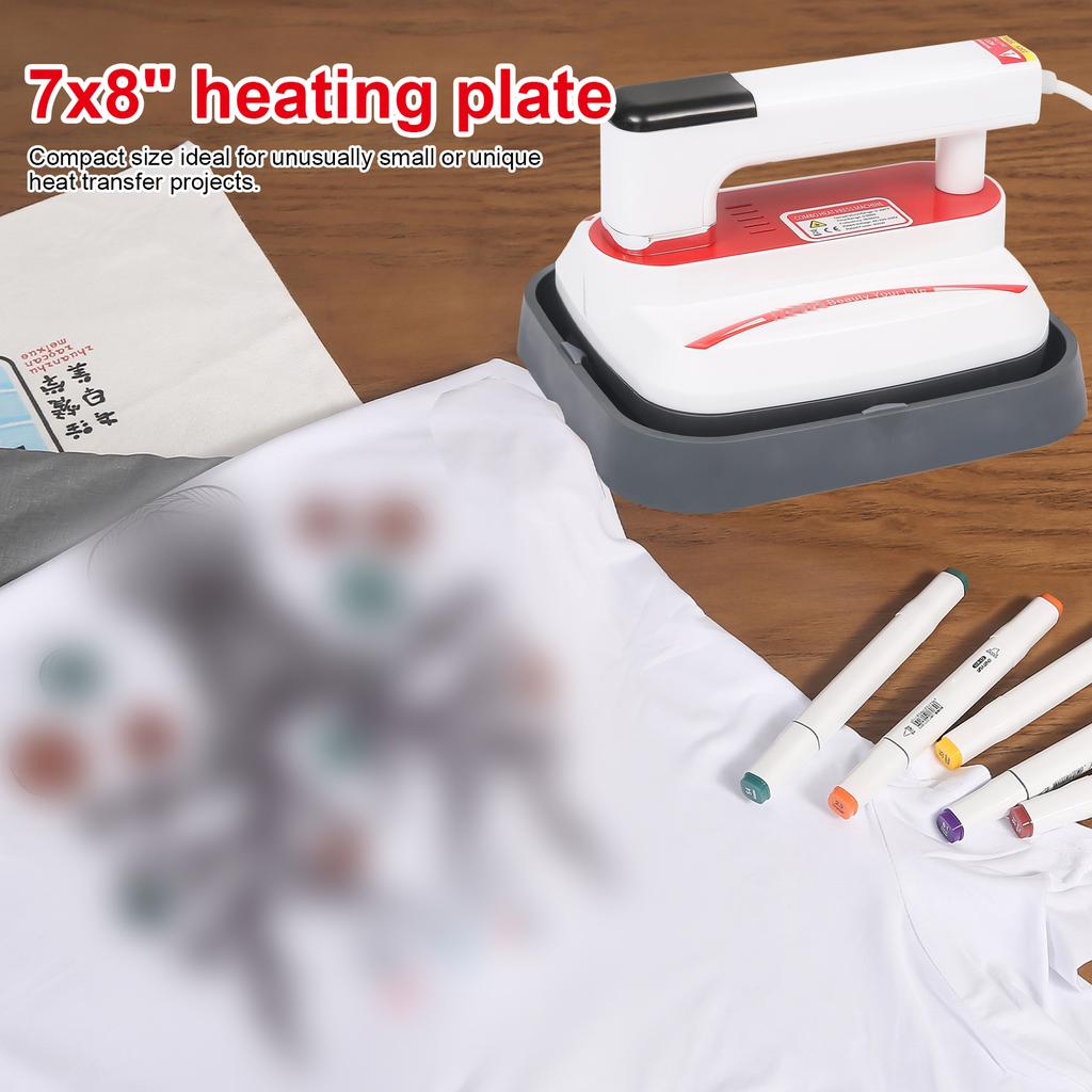 Protable Heat Press Machine T Shirt Printing Easy Heating Transfer Press Iron Machines for Baby Clothes Bags Hats Pads
