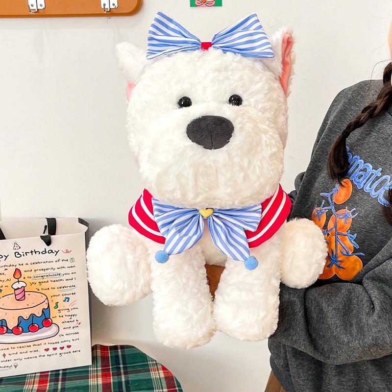 West Highland White Terrier Plush Toy Doll with Bowtie 22cm 0.21kg