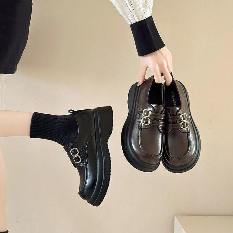 Retro Small Leather Shoes Women's Spring New Platform One-pedal Shoes Mary Jane Single Shoes