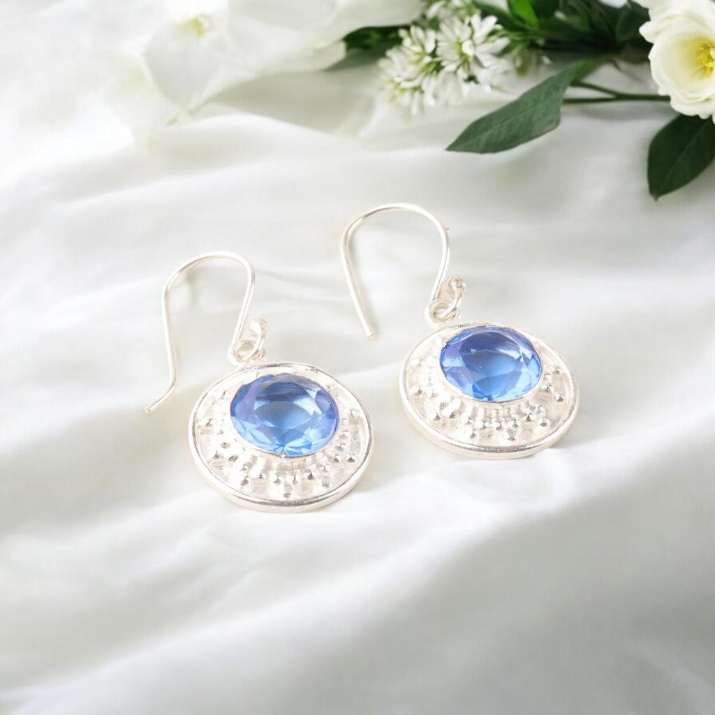Natural Tanzanite Gemstone 925 Sterling Silver Handmade Women Hook Earrings 1.5" EE-153-10