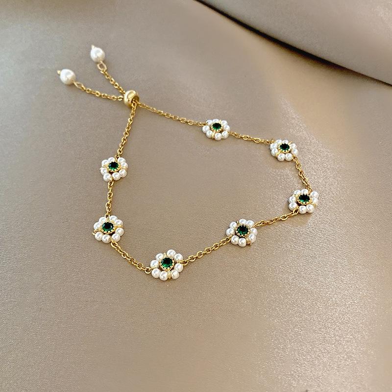 Korean Geometric Zircon Bracelet For Women Fashion Circle Butterfly Charm Titanium Steel Chain Bangle Girl Elegant Party Jewelry