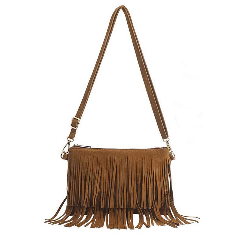 Vintage Quasten Umhängetaschen Damen Vielseitige Schultertasche Boho Stil Fransen Quadratische Geldbörse Damen Handtaschen Zum Verschenken