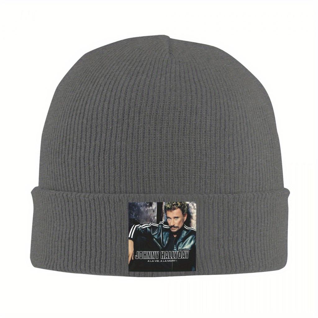 Johnny Hallyday Varm Stickad Mössa Mode Hätta Höst Vinter Utomhus Mössor Hattar för Unisex Vuxna