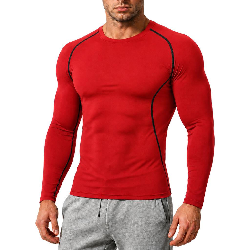 Men's Compression Long Sleeve Shirt Athletic Training Top Quick Dry Breathable High Stretch Base Layer for Running Basketball
