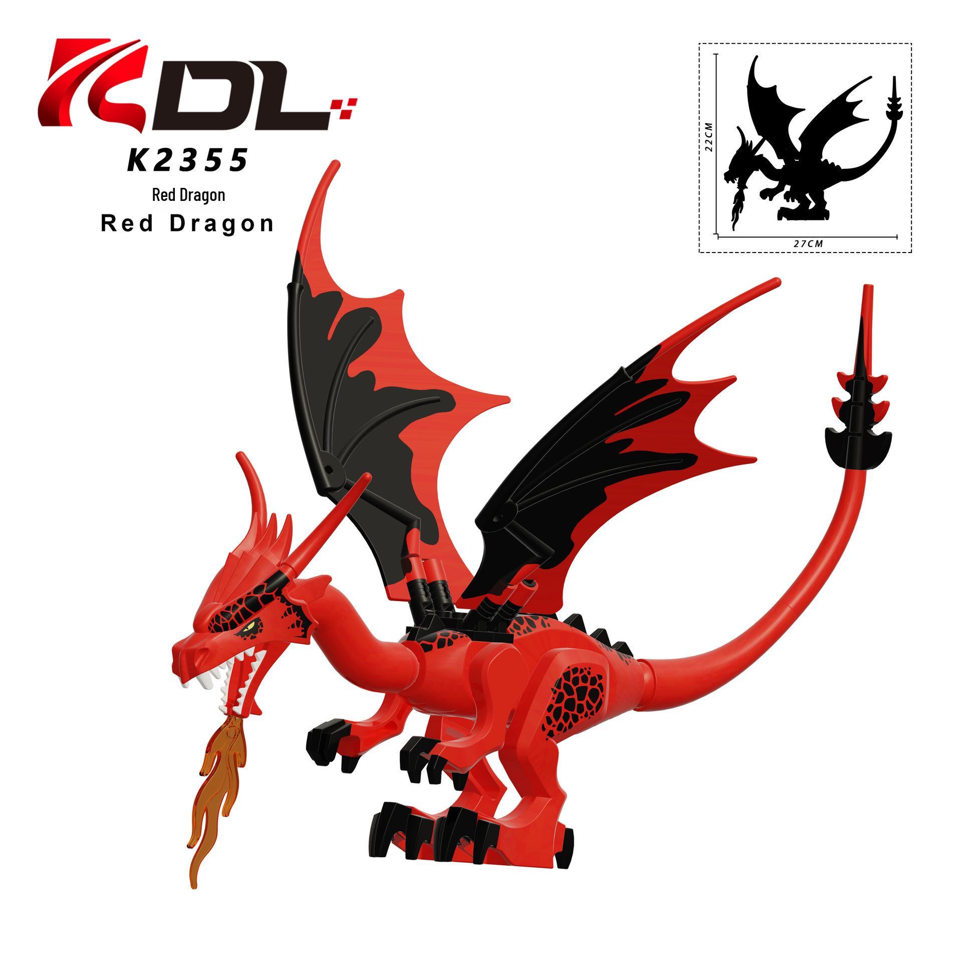 Red & Black Dragon Building Block Figures Set