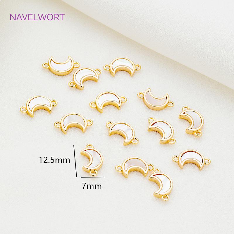 2 Sizes Shell material Crescent Moon Pendant Connectors 18K Gold Plated High Quality Pendant Crafts DIY Jewelry Making Findings