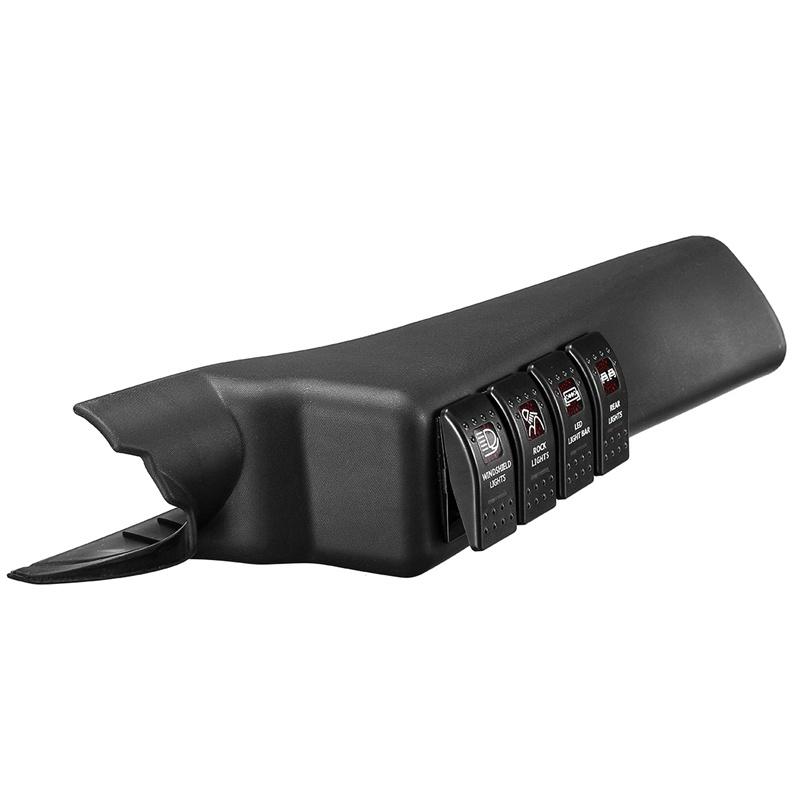 For Jeep Wrangler JK 2011-2017 Car A-Pillar Switch Pod Panel with 4 Rocker Red Light Left Side Switch Panel Car
